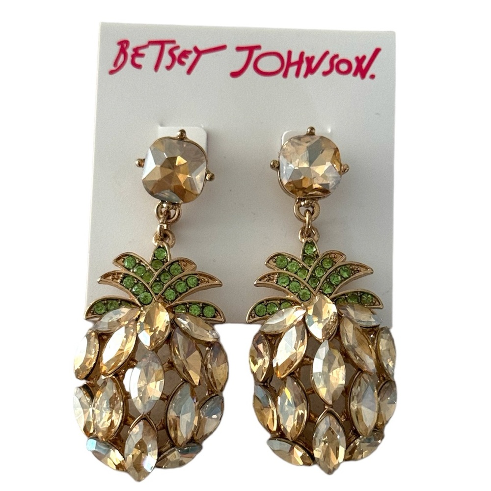 New Betsey Johnson Faux Crystal Pineapple Earrings